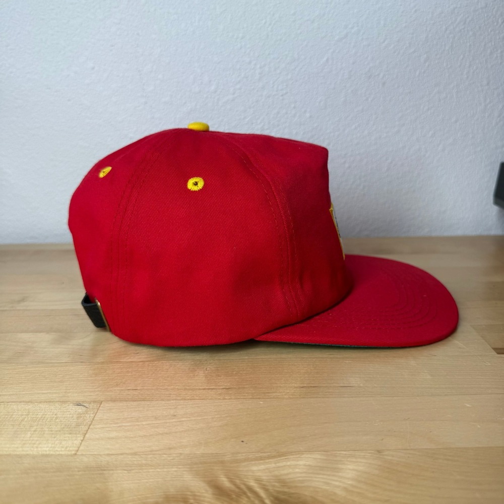 Nation Golf Co Red Yellow Snapback Hat Adjustable Leather Strapback Cap - Picture 5 of 11